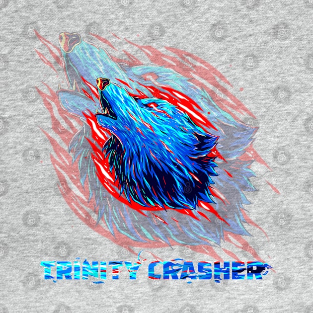 Trinity Crasher fury a Cool Red and blue full Wolf by hammerhead555000